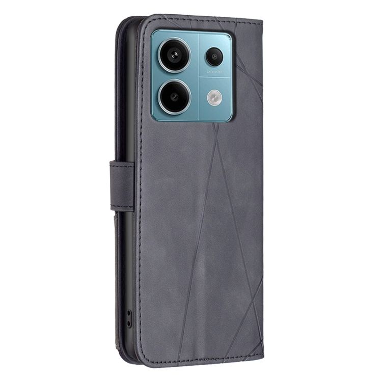 Knižkové puzdro Rhombus čierne – Xiaomi Redmi Note 13 Pro 5G / Poco X6 5G | Kryty na mobil Kryty na mobil | Knižkové puzdro Rhombus čierne – Xiaomi Redmi Note 13 Pro 5G / Poco X6 5G | Kryty na mobil