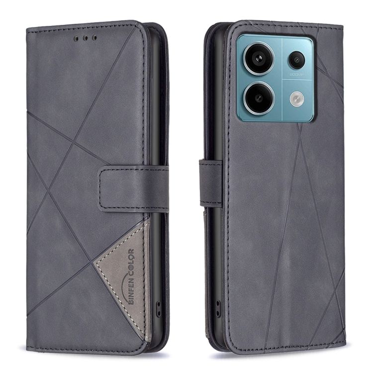 Knižkové puzdro Rhombus čierne – Xiaomi Redmi Note 13 Pro 5G / Poco X6 5G | Kryty na mobil Kryty na mobil | Knižkové puzdro Rhombus čierne – Xiaomi Redmi Note 13 Pro 5G / Poco X6 5G | Kryty na mobil
