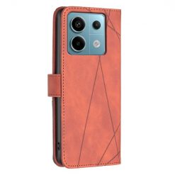 Knižkové puzdro Rhombus hnedé – Xiaomi Redmi Note 13 Pro 5G / Poco X6 5G | Kryty na mobil Kryty na mobil | Knižkové puzdro Rhombus hnedé – Xiaomi Redmi Note 13 Pro 5G / Poco X6 5G | Kryty na mobil