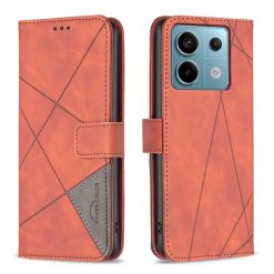 Knižkové puzdro Rhombus hnedé – Xiaomi Redmi Note 13 Pro 5G / Poco X6 5G | Kryty na mobil Kryty na mobil | Knižkové puzdro Rhombus hnedé – Xiaomi Redmi Note 13 Pro 5G / Poco X6 5G | Kryty na mobil