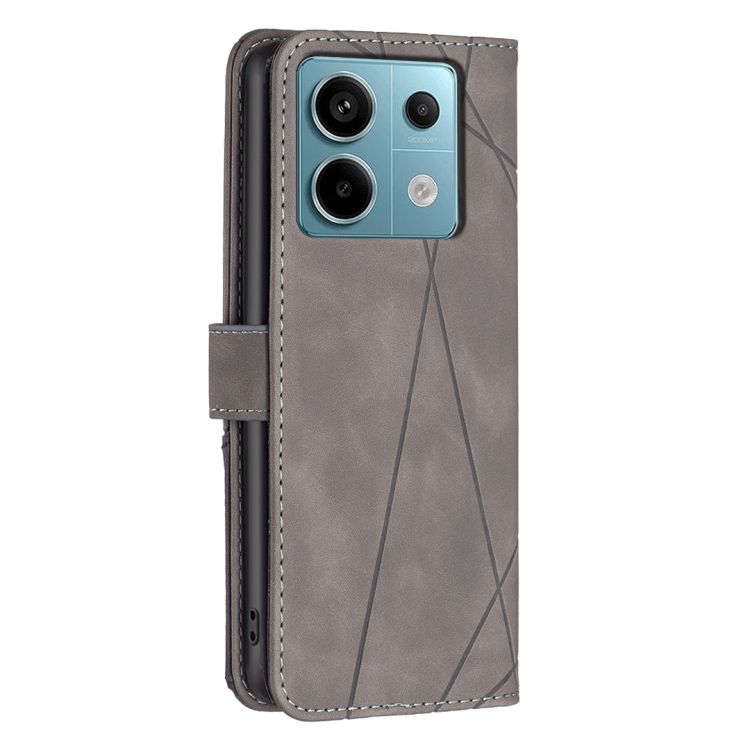 Knižkové puzdro Rhombus sivé – Xiaomi Redmi Note 13 Pro 5G / Poco X6 5G | Kryty na mobil Kryty na mobil | Knižkové puzdro Rhombus sivé – Xiaomi Redmi Note 13 Pro 5G / Poco X6 5G | Kryty na mobil