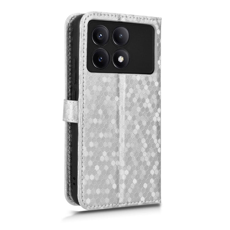 Peňaženkové puzdro Honeycomb Dot Texture Case strieborné – Xiaomi Poco X6 Pro | Kryty na mobil Kryty na mobil | Peňaženkové puzdro Honeycomb Dot Texture Case strieborné – Xiaomi Poco X6 Pro | Kryty na mobil