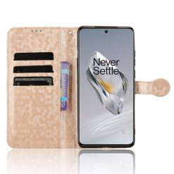Kryty na mobil | Peňaženkové puzdro Honeycomb Dot Texture Case zlaté – OnePlus 12 | Kryty na mobil