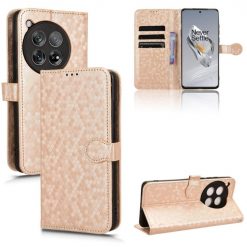 Kryty na mobil | Peňaženkové puzdro Honeycomb Dot Texture Case zlaté – OnePlus 12 | Kryty na mobil