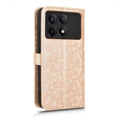 Peňaženkové puzdro Honeycomb Dot Texture Case zlaté – Xiaomi Poco X6 Pro | Kryty na mobil Kryty na mobil | Peňaženkové puzdro Honeycomb Dot Texture Case zlaté – Xiaomi Poco X6 Pro | Kryty na mobil