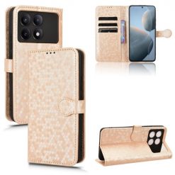 Peňaženkové puzdro Honeycomb Dot Texture Case zlaté – Xiaomi Poco X6 Pro | Kryty na mobil Kryty na mobil | Peňaženkové puzdro Honeycomb Dot Texture Case zlaté – Xiaomi Poco X6 Pro | Kryty na mobil