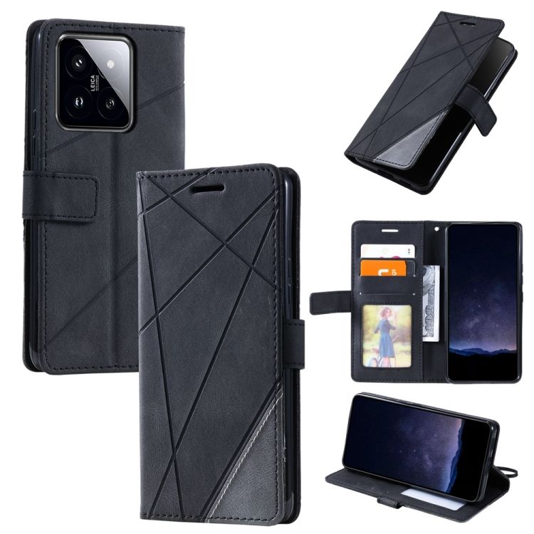 Knižkové puzdro Rhombus čierne – Xiaomi 14 | Kryty na mobil Kryty na mobil | Knižkové puzdro Rhombus čierne – Xiaomi 14 | Kryty na mobil
