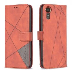 Kryty na mobil | Knižkové puzdro Rhombus hnedé – Samsung Galaxy Xcover 7 | Kryty na mobil