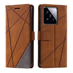 Kryty na mobil | Knižkové puzdro Rhombus hnedé – Xiaomi 14 | Kryty na mobil