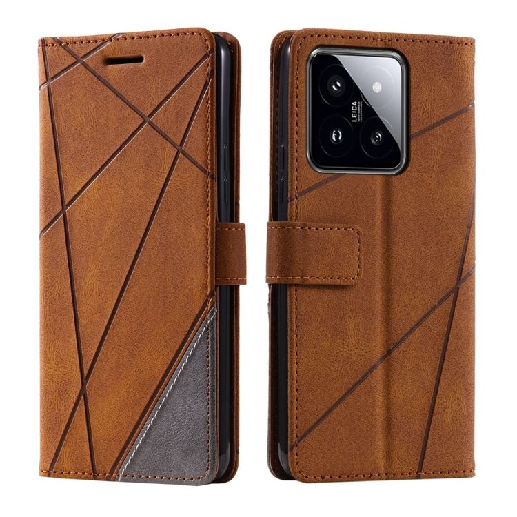 Knižkové puzdro Rhombus hnedé – Xiaomi 14 | Kryty na mobil Kryty na mobil | Knižkové puzdro Rhombus hnedé – Xiaomi 14 | Kryty na mobil