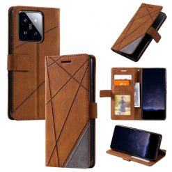 Knižkové puzdro Rhombus hnedé – Xiaomi 14 | Kryty na mobil Kryty na mobil | Knižkové puzdro Rhombus hnedé – Xiaomi 14 | Kryty na mobil