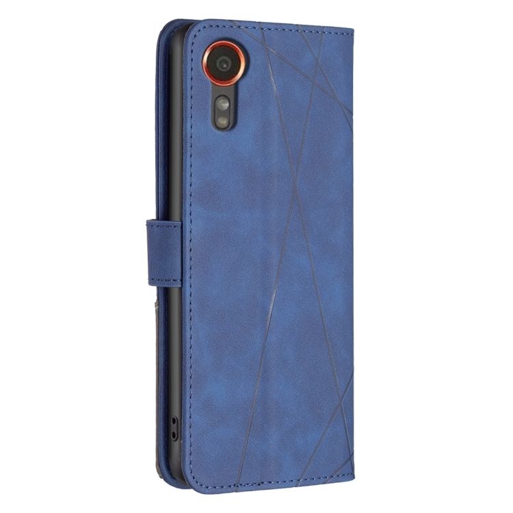 Knižkové puzdro Rhombus modré – Samsung Galaxy Xcover 7 | Kryty na mobil Kryty na mobil | Knižkové puzdro Rhombus modré – Samsung Galaxy Xcover 7 | Kryty na mobil