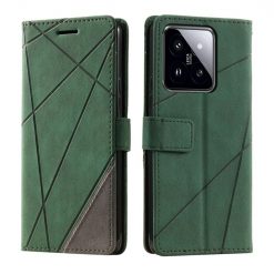 Knižkové puzdro Rhombus zelené – Xiaomi 14