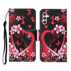 Kryty na mobil | Knižkové puzdro Trendy Cross case Červené srdce – Samsung Galaxy A55 5G | Kryty na mobil