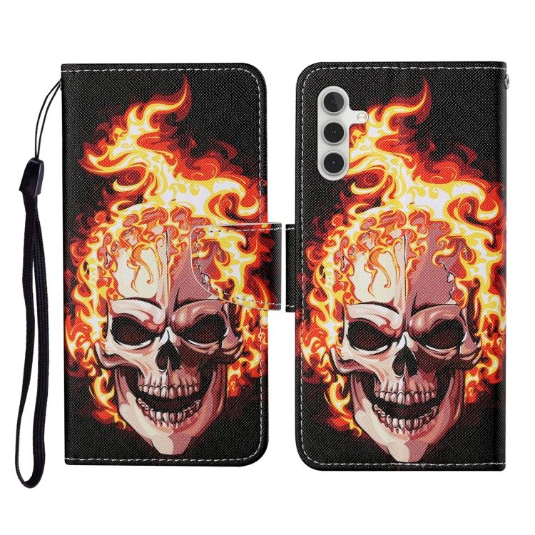 Knižkové puzdro Trendy Cross case Lebka v ohni – Samsung Galaxy A55 5G | Kryty na mobil Kryty na mobil | Knižkové puzdro Trendy Cross case Lebka v ohni – Samsung Galaxy A55 5G | Kryty na mobil