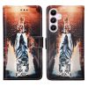 Kryty na mobil | Knižkové puzdro Trendy Cross case Ruže na čiernom – Samsung Galaxy A55 5G | Kryty na mobil