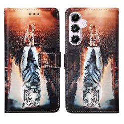 Kryty na mobil | Knižkové puzdro Trendy Cross case Mačka a tiger – Samsung Galaxy A55 5G | Kryty na mobil
