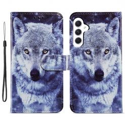 Kryty na mobil | Knižkové puzdro Trendy Cross case Vlk – Samsung Galaxy A55 5G | Kryty na mobil