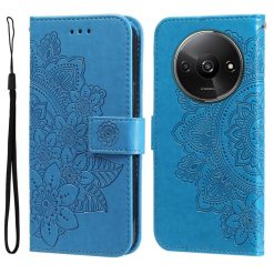 Kryty na mobil | Peňaženkové puzdro Embossing Pattern Flowery Mandala modré – Xiaomi Redmi A3 | Kryty na mobil