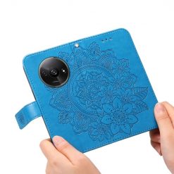 Kryty na mobil | Peňaženkové puzdro Embossing Pattern Flowery Mandala modré – Xiaomi Redmi A3 | Kryty na mobil