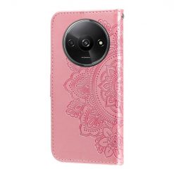 Kryty na mobil | Peňaženkové puzdro Embossing Pattern Flowery Mandala ružové – Xiaomi Redmi A3 | Kryty na mobil