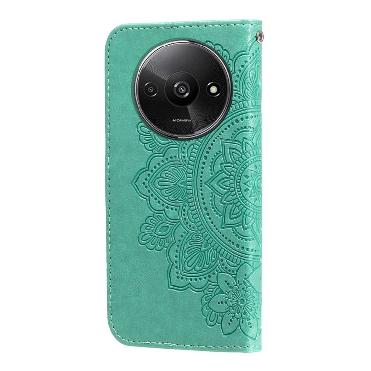 Peňaženkové puzdro Embossing Pattern Flowery Mandala zelené – Xiaomi Redmi A3 | Kryty na mobil Kryty na mobil | Peňaženkové puzdro Embossing Pattern Flowery Mandala zelené – Xiaomi Redmi A3 | Kryty na mobil