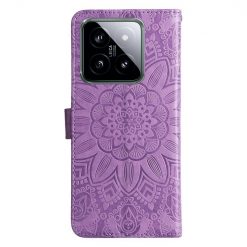 Peňaženkové puzdro Embossing Pattern Slnečnica fialové – Xiaomi 14 | Kryty na mobil Kryty na mobil | Peňaženkové puzdro Embossing Pattern Slnečnica fialové – Xiaomi 14 | Kryty na mobil