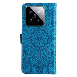 Kryty na mobil | Peňaženkové puzdro Embossing Pattern Slnečnica modré – Xiaomi 14 | Kryty na mobil