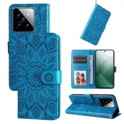 Kryty na mobil | Peňaženkové puzdro Embossing Pattern Slnečnica modré – Xiaomi 14 | Kryty na mobil