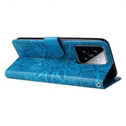 Kryty na mobil | Peňaženkové puzdro Embossing Pattern Slnečnica modré – Xiaomi 14 | Kryty na mobil