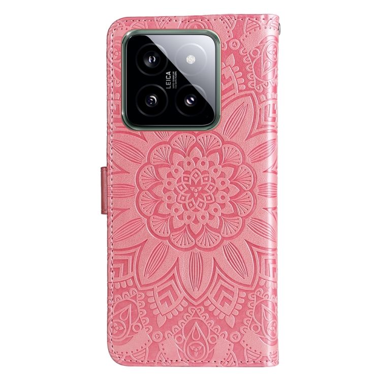 Peňaženkové puzdro Embossing Pattern Slnečnica ružové – Xiaomi 14 | Kryty na mobil Kryty na mobil | Peňaženkové puzdro Embossing Pattern Slnečnica ružové – Xiaomi 14 | Kryty na mobil