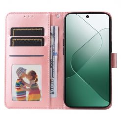 Peňaženkové puzdro Embossing Pattern Slnečnica ružové – Xiaomi 14 | Kryty na mobil Kryty na mobil | Peňaženkové puzdro Embossing Pattern Slnečnica ružové – Xiaomi 14 | Kryty na mobil