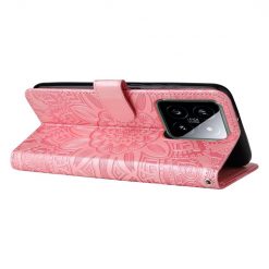 Peňaženkové puzdro Embossing Pattern Slnečnica ružové – Xiaomi 14 | Kryty na mobil Kryty na mobil | Peňaženkové puzdro Embossing Pattern Slnečnica ružové – Xiaomi 14 | Kryty na mobil
