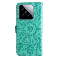 Kryty na mobil | Peňaženkové puzdro Embossing Pattern Slnečnica zelené – Xiaomi 14 | Kryty na mobil