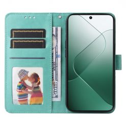 Kryty na mobil | Peňaženkové puzdro Embossing Pattern Slnečnica zelené – Xiaomi 14 | Kryty na mobil