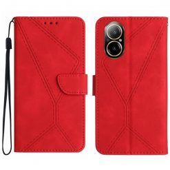 Kryty na mobil | Peňaženkové puzdro Embossing Pattern Stitchy case červené – Realme C67 4G | Kryty na mobil