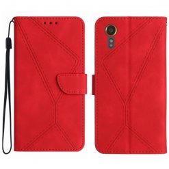 Kryty na mobil | Peňaženkové puzdro Embossing Pattern Stitchy case červené – Samsung Galaxy Xcover 7 | Kryty na mobil
