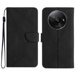 Kryty na mobil | Peňaženkové puzdro Embossing Pattern Stitchy case čierne – Xiaomi Redmi A3 | Kryty na mobil