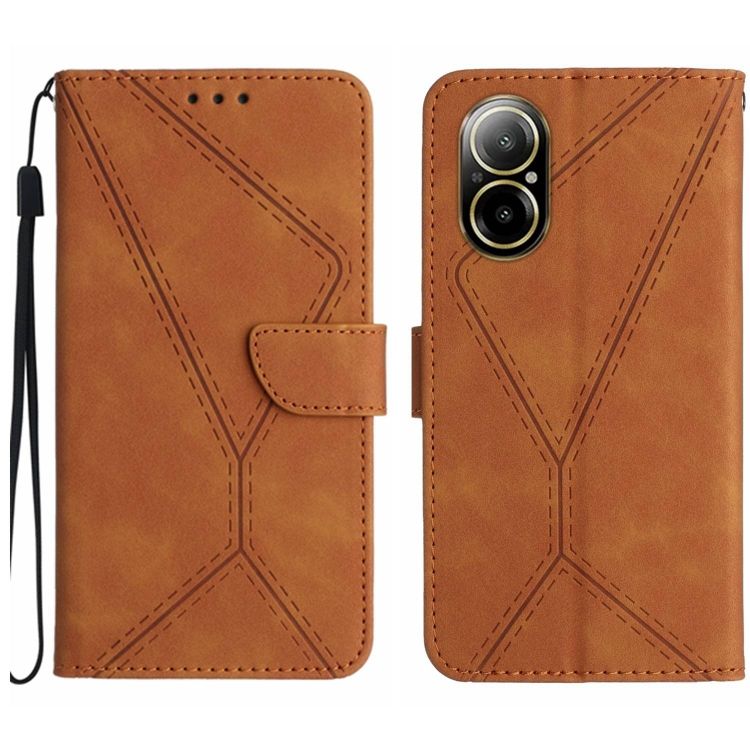 Peňaženkové puzdro Embossing Pattern Stitchy case hnedé – Realme C67 4G | Kryty na mobil Kryty na mobil | Peňaženkové puzdro Embossing Pattern Stitchy case hnedé – Realme C67 4G | Kryty na mobil