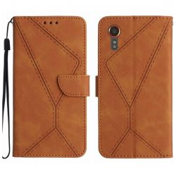 Kryty na mobil | Peňaženkové puzdro Embossing Pattern Stitchy case hnedé – Samsung Galaxy Xcover 7 | Kryty na mobil