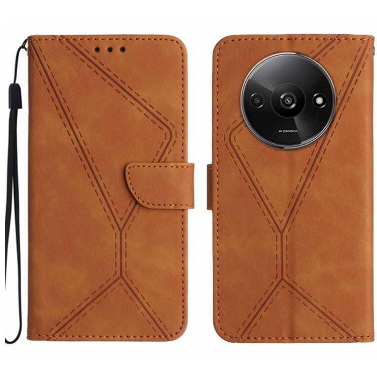 Peňaženkové puzdro Embossing Pattern Stitchy case hnedé – Xiaomi Redmi A3 | Kryty na mobil Kryty na mobil | Peňaženkové puzdro Embossing Pattern Stitchy case hnedé – Xiaomi Redmi A3 | Kryty na mobil