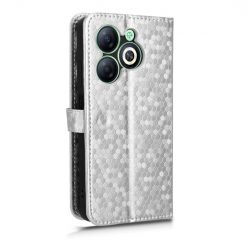 Peňaženkové puzdro Honeycomb Dot Texture Case strieborné – Infinix Smart 8 | Kryty na mobil Kryty na mobil | Peňaženkové puzdro Honeycomb Dot Texture Case strieborné – Infinix Smart 8 | Kryty na mobil