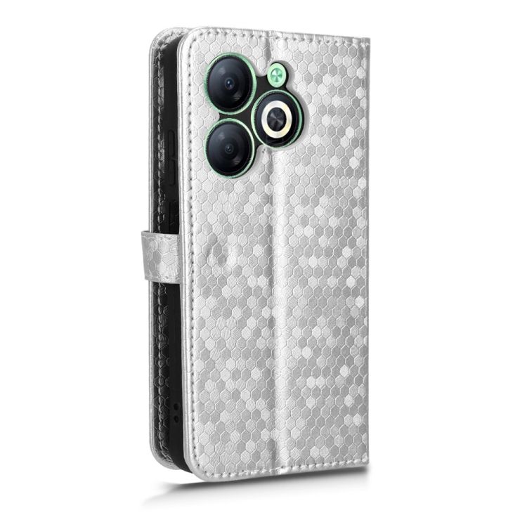 Peňaženkové puzdro Honeycomb Dot Texture Case strieborné – Infinix Smart 8 | Kryty na mobil Kryty na mobil | Peňaženkové puzdro Honeycomb Dot Texture Case strieborné – Infinix Smart 8 | Kryty na mobil