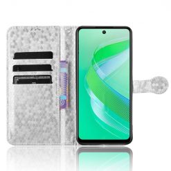 Peňaženkové puzdro Honeycomb Dot Texture Case strieborné – Infinix Smart 8 | Kryty na mobil Kryty na mobil | Peňaženkové puzdro Honeycomb Dot Texture Case strieborné – Infinix Smart 8 | Kryty na mobil