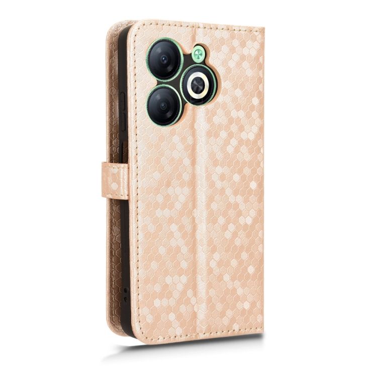Peňaženkové puzdro Honeycomb Dot Texture Case zlaté – Infinix Smart 8 | Kryty na mobil Kryty na mobil | Peňaženkové puzdro Honeycomb Dot Texture Case zlaté – Infinix Smart 8 | Kryty na mobil