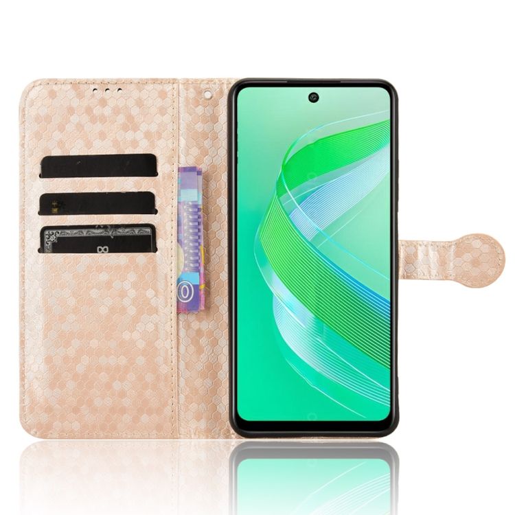 Peňaženkové puzdro Honeycomb Dot Texture Case zlaté – Infinix Smart 8 | Kryty na mobil Kryty na mobil | Peňaženkové puzdro Honeycomb Dot Texture Case zlaté – Infinix Smart 8 | Kryty na mobil