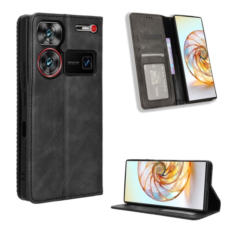 Peňaženkové puzdro Retro Leather čierne – Nubia Z60 Ultra | Kryty na mobil Kryty na mobil | Peňaženkové puzdro Retro Leather čierne – Nubia Z60 Ultra | Kryty na mobil