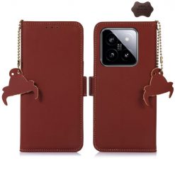 Kryty na mobil | Peňaženkové puzdro RFID Leather case hnedé – Xiaomi 14 | Kryty na mobil