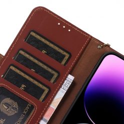 Kryty na mobil | Peňaženkové puzdro RFID Leather case hnedé – Xiaomi 14 | Kryty na mobil