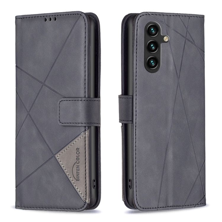 Knižkové puzdro Rhombus čierne – Samsung Galaxy A55 5G | Kryty na mobil Kryty na mobil | Knižkové puzdro Rhombus čierne – Samsung Galaxy A55 5G | Kryty na mobil